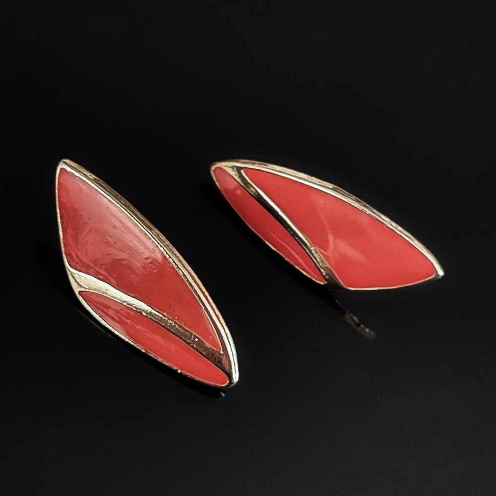 ✨Gorgeous VTG Italy Gold Pink Stud Earrings